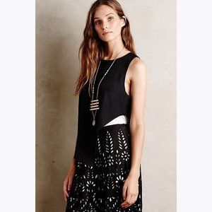 BORDEAUX Anthro Black Orlana Split-Tone Tank Top S